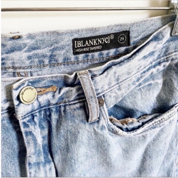 Blank NYC High Rise Top Knot jeans blue denim tapered boyfriend - Picture 7 of 9
